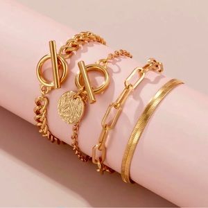 4 new bracelets gold tone